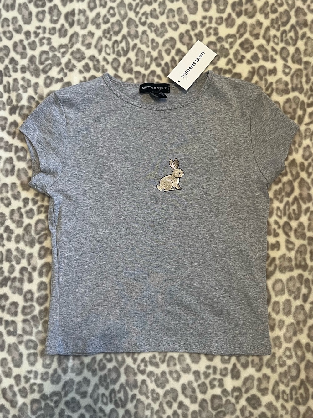 Streetwear Society Gray Bunny Embroidered Tee - Short Sleeve